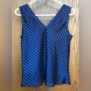 Jordan Blue Label Women's Sleeveless Tank Top V-Neck Medium Blue Stripes Shimmer